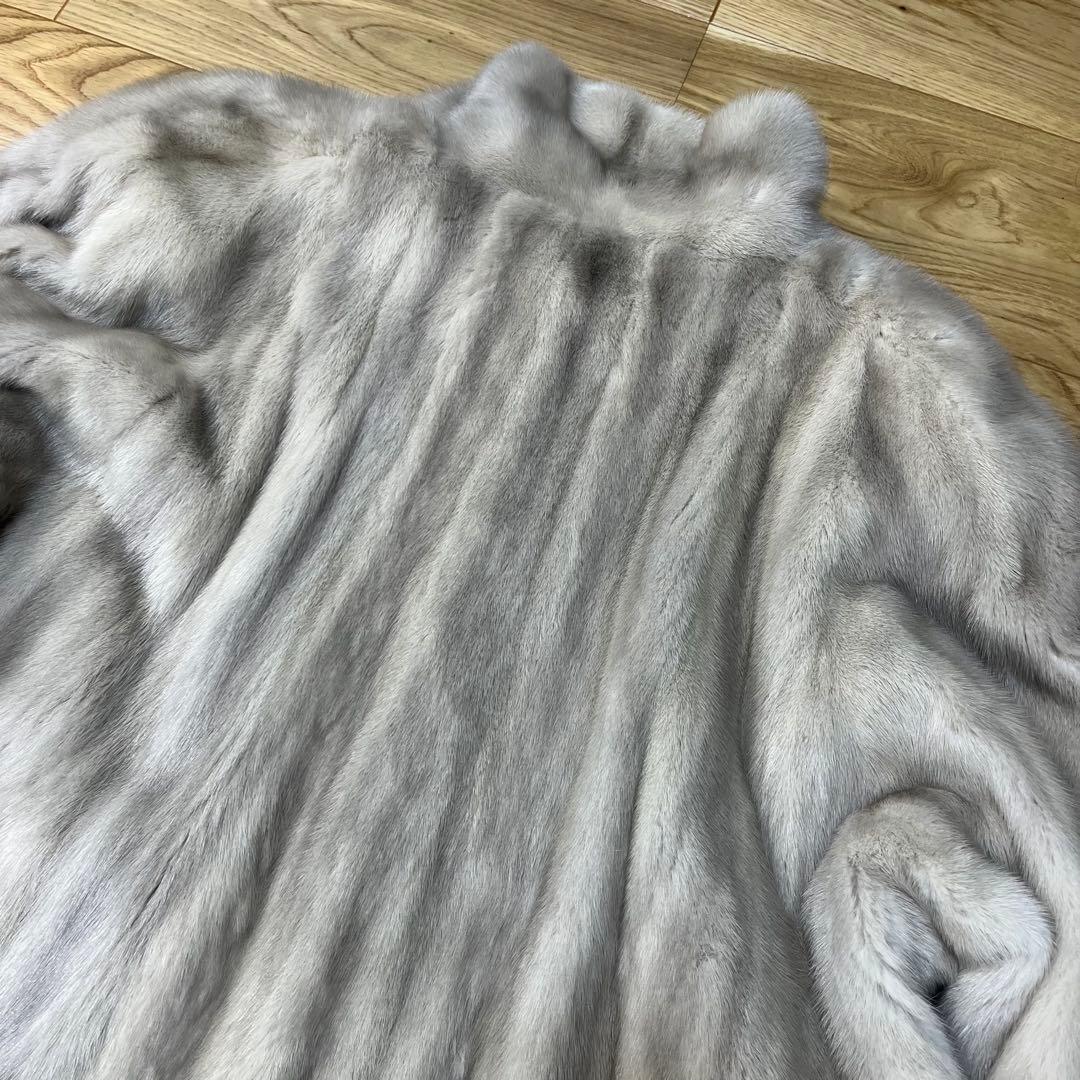 裾周り210 総丈108 ロールアップ袖 XL サファイアミンク ロングコート