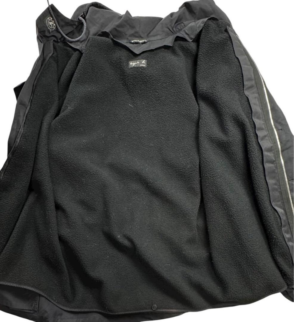 フランス製 agnes b アニエス ベー 裏起毛 モッズコート ブラック 3