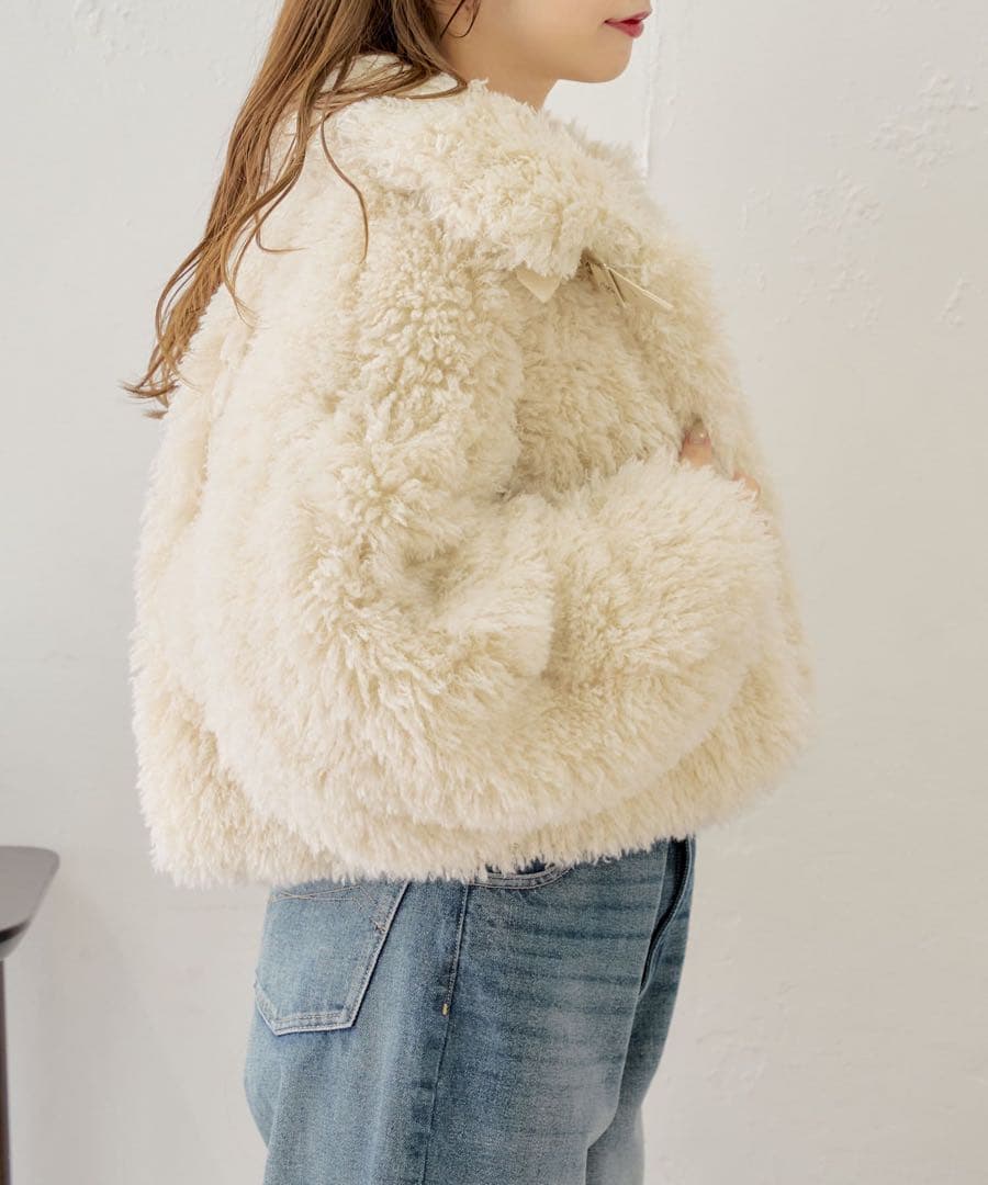 新品タグ付 完売品 チコ Chico プードルコート アイボリー ファーコート