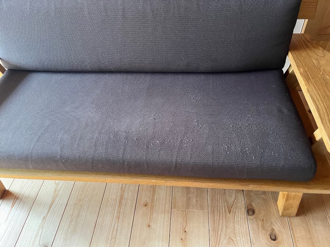 マ*ル様 府中家具製　柿の木　無垢材　３人掛けソファ　オイル仕上げ　蜜蝋メンテ