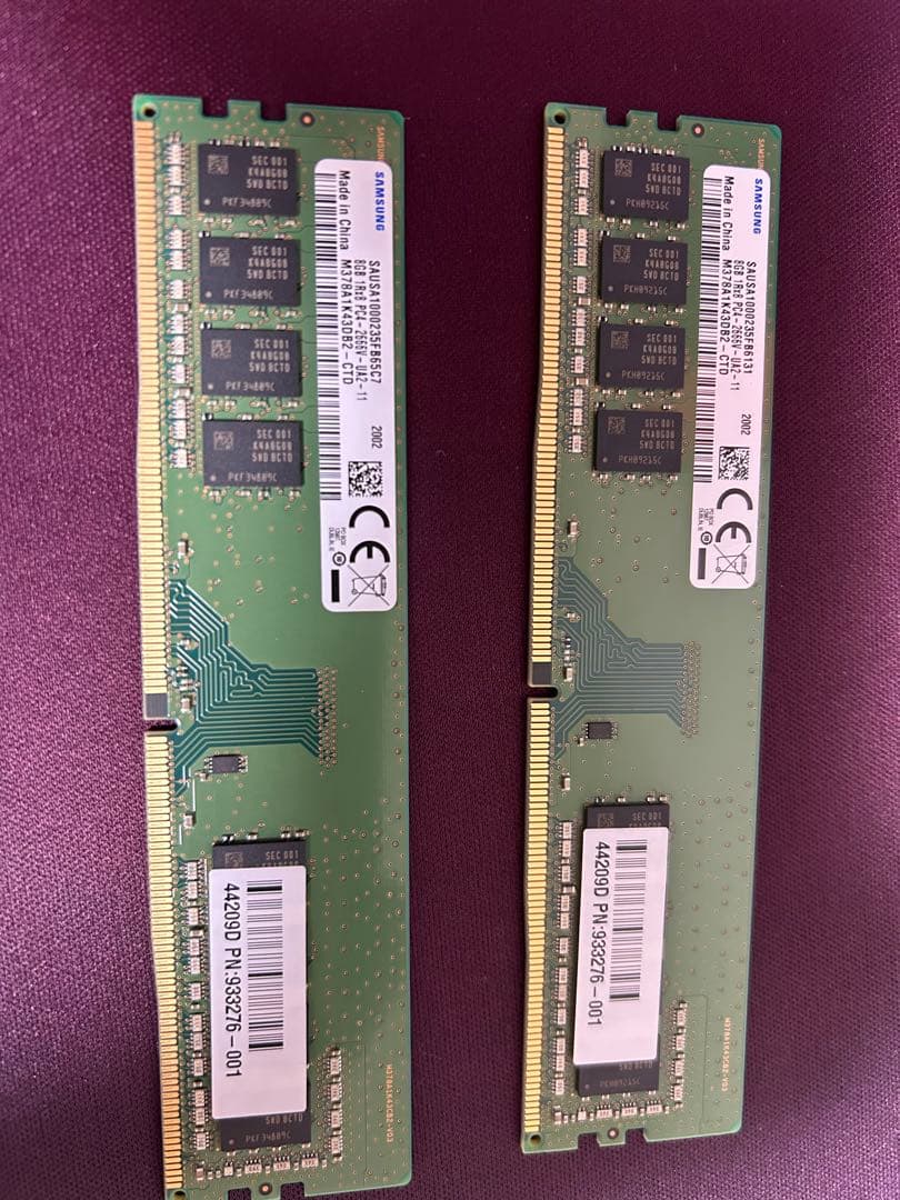 デスクトップ用　Samsung DDR4 2666 8GB メモリ 2枚