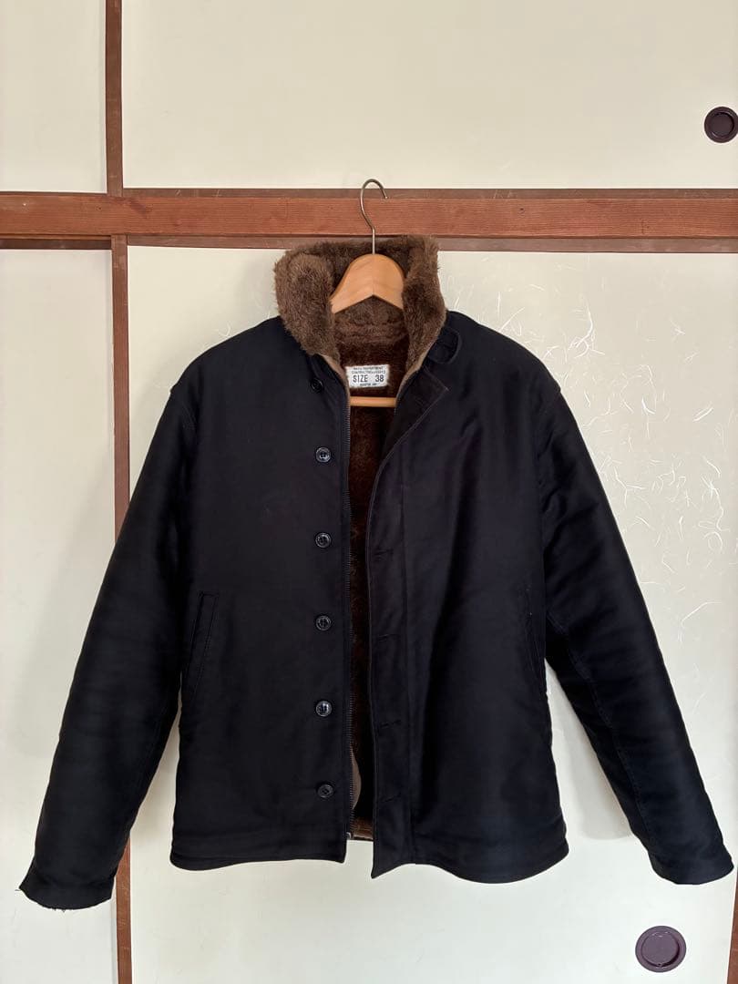 HOUSTON N-1 デッキジャケット 38 レア無地　ブラック