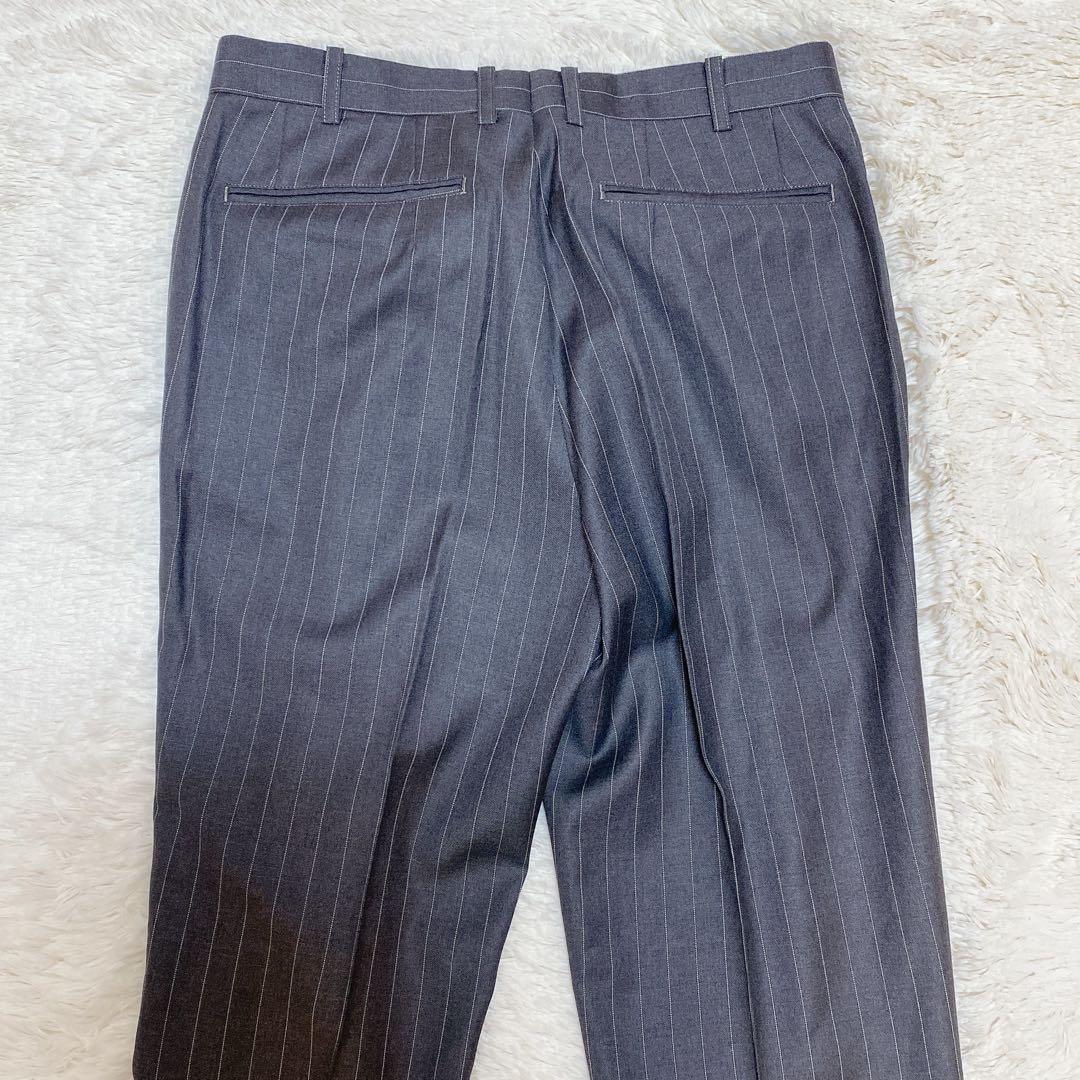 高級生地✨ロロピアーナ　オーダースーツ　セットアップ　ストライプ　L相当　グレー