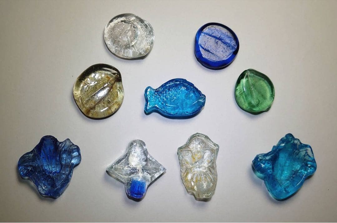 型押しおはじき 魚他