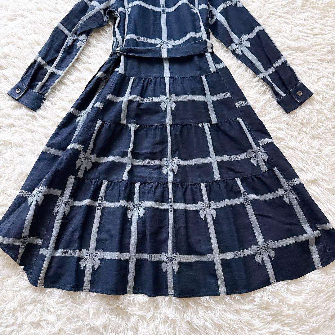 24年モデル✨未使用タグ付き ピンクハウス リボン ジャガードデニムワンピース