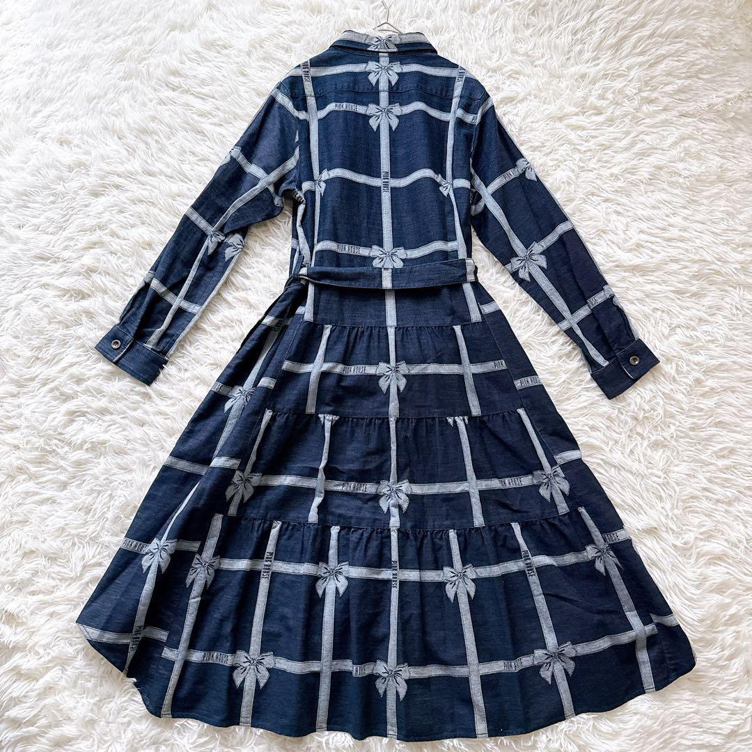 24年モデル✨未使用タグ付き ピンクハウス リボン ジャガードデニムワンピース