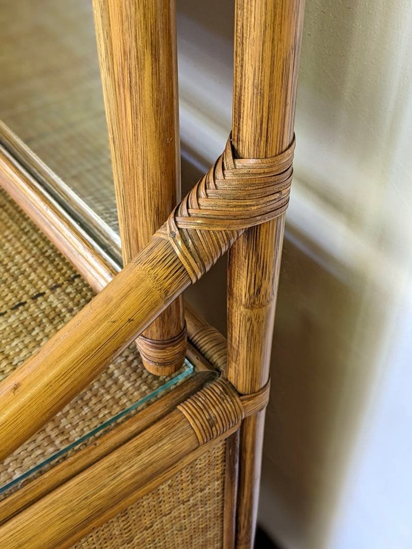 【Kazama】籐家具 ラタンのドレッサー 鏡台 椅子付