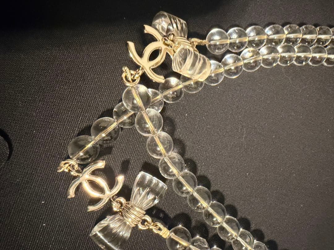 CHANEL クリスタルリボンパールネックレス　25P 希少