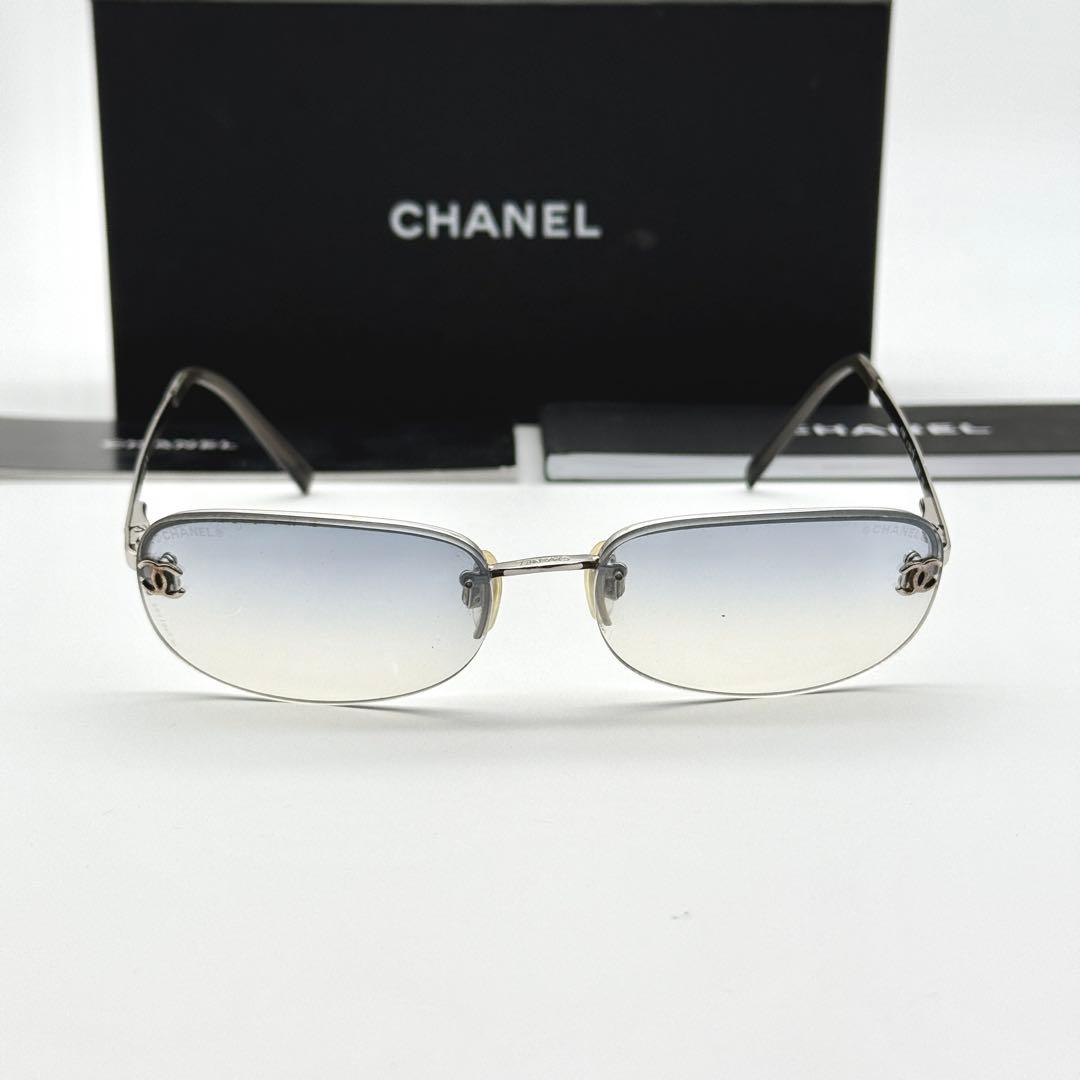 CHANEL サングラス 4099 リムレス グラデーション ブルー ココマーク