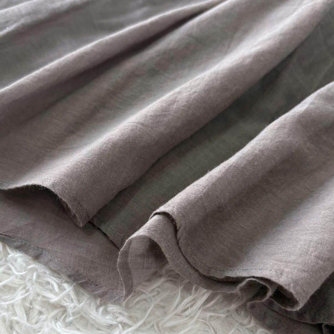 ヨーガンレール チュニック フレア ギャザー グレー インド綿 飾りボタン L