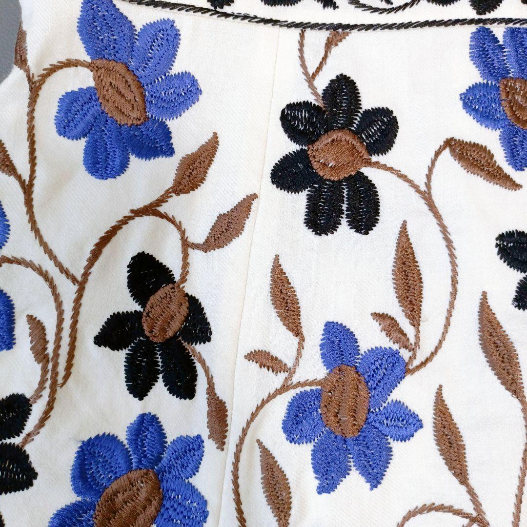 【グレースコンチネンタル】ロングワンピース　花柄　刺繍　近年モデル　ウール　総柄