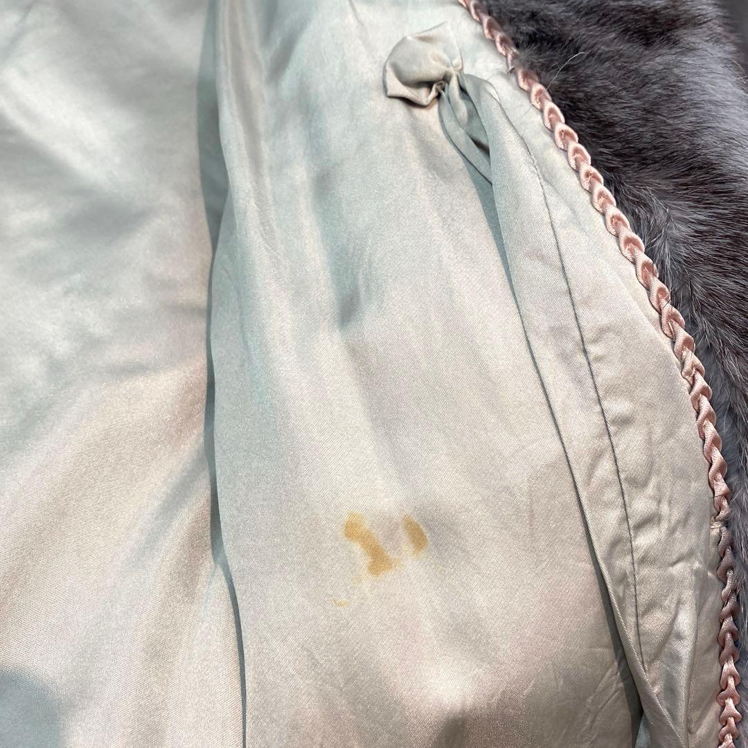 グレー 毛皮コート ボタン付き