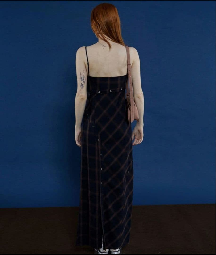 メゾンスペシャル ボタンチェックスリットキャミワンピース 38