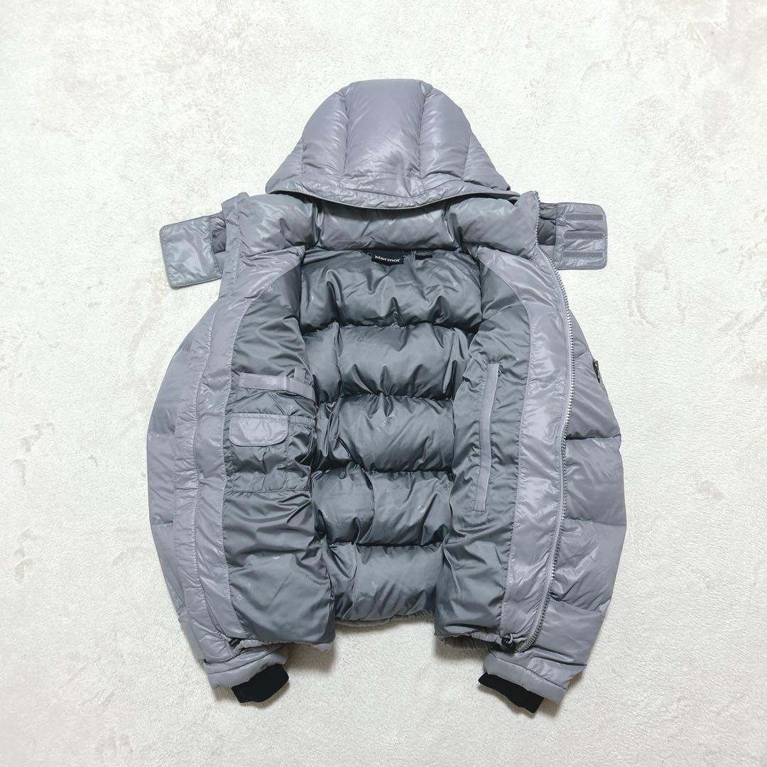 00s y2k marmot 短丈 ダウンジャケット グレー ドロコード付き