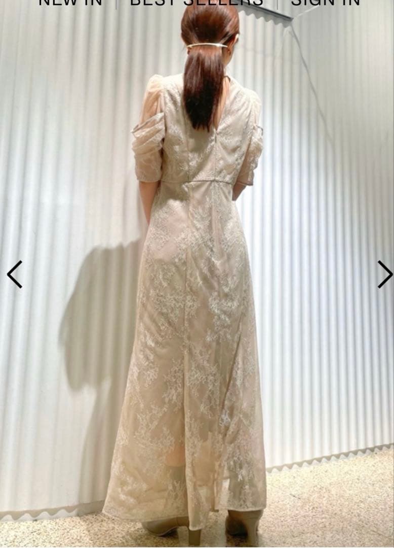 SNIDEL デザインスリーブレースドレス