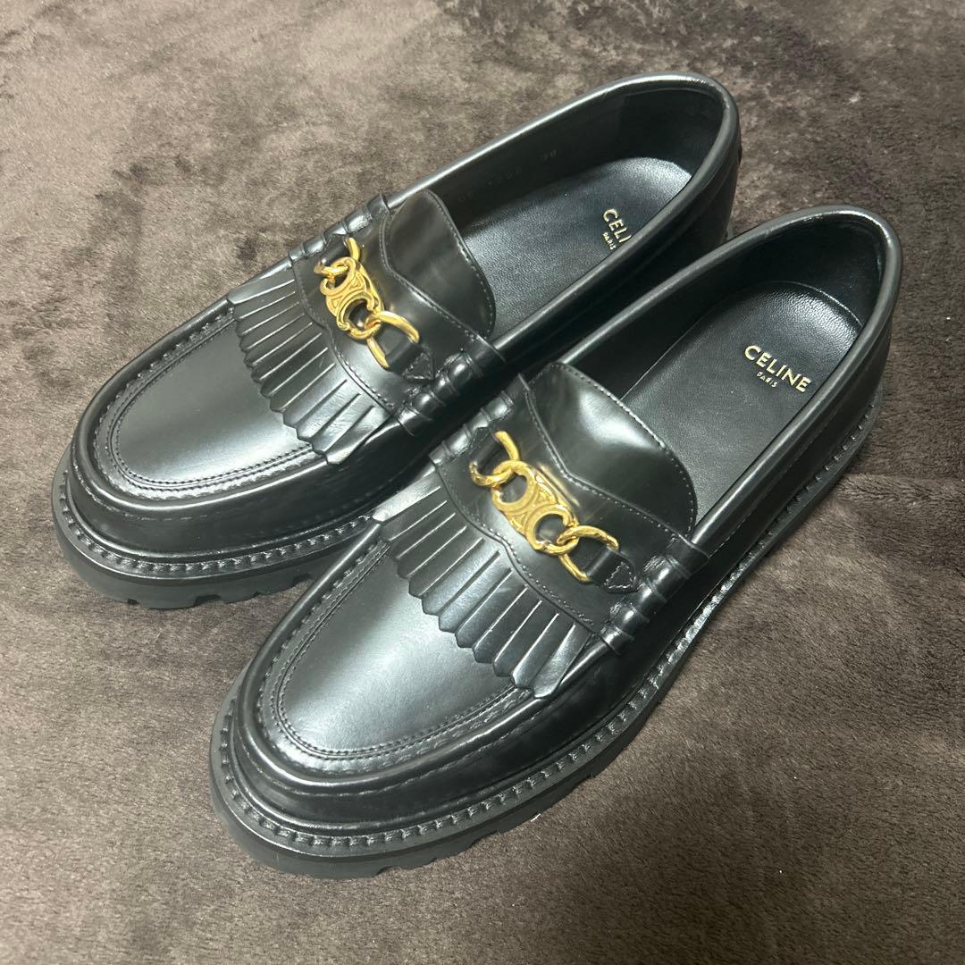 CELINE ブラック フリンジローファー