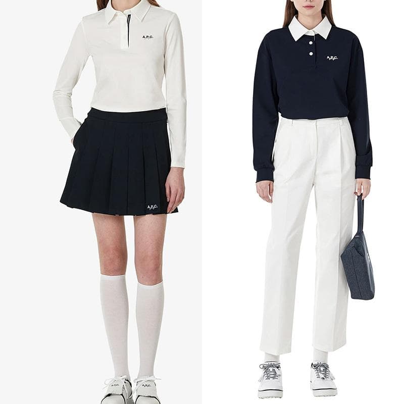 【S】papy 　A.P.C. 襟付きトップス ブラック 長袖ポロシャツ