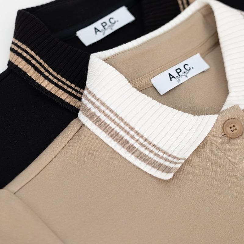 【S】papy 　A.P.C. 襟付きトップス ブラック 長袖ポロシャツ