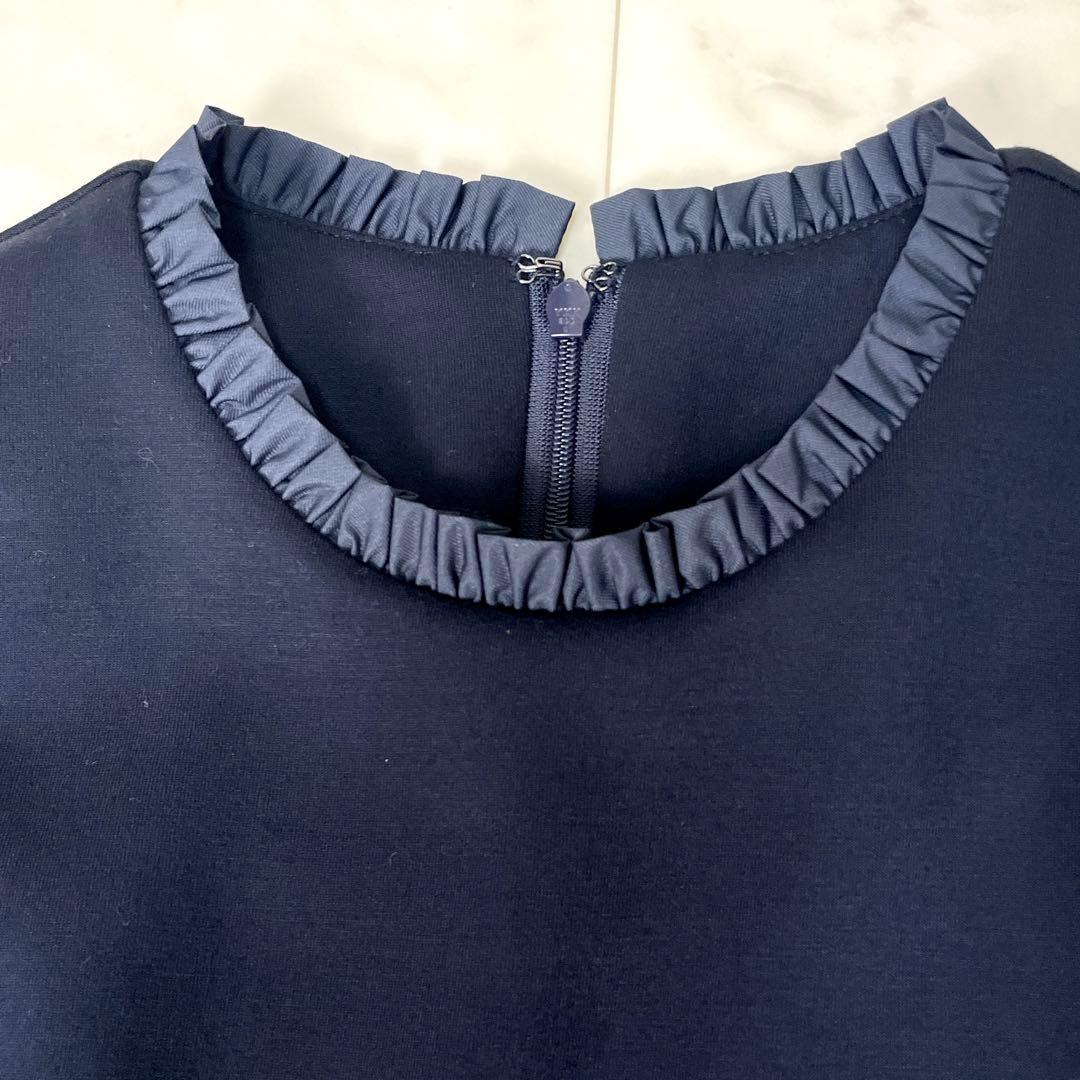 【未使用級】ビアズリー 2023AW バックペプラムフリルワンピース ネイビーF