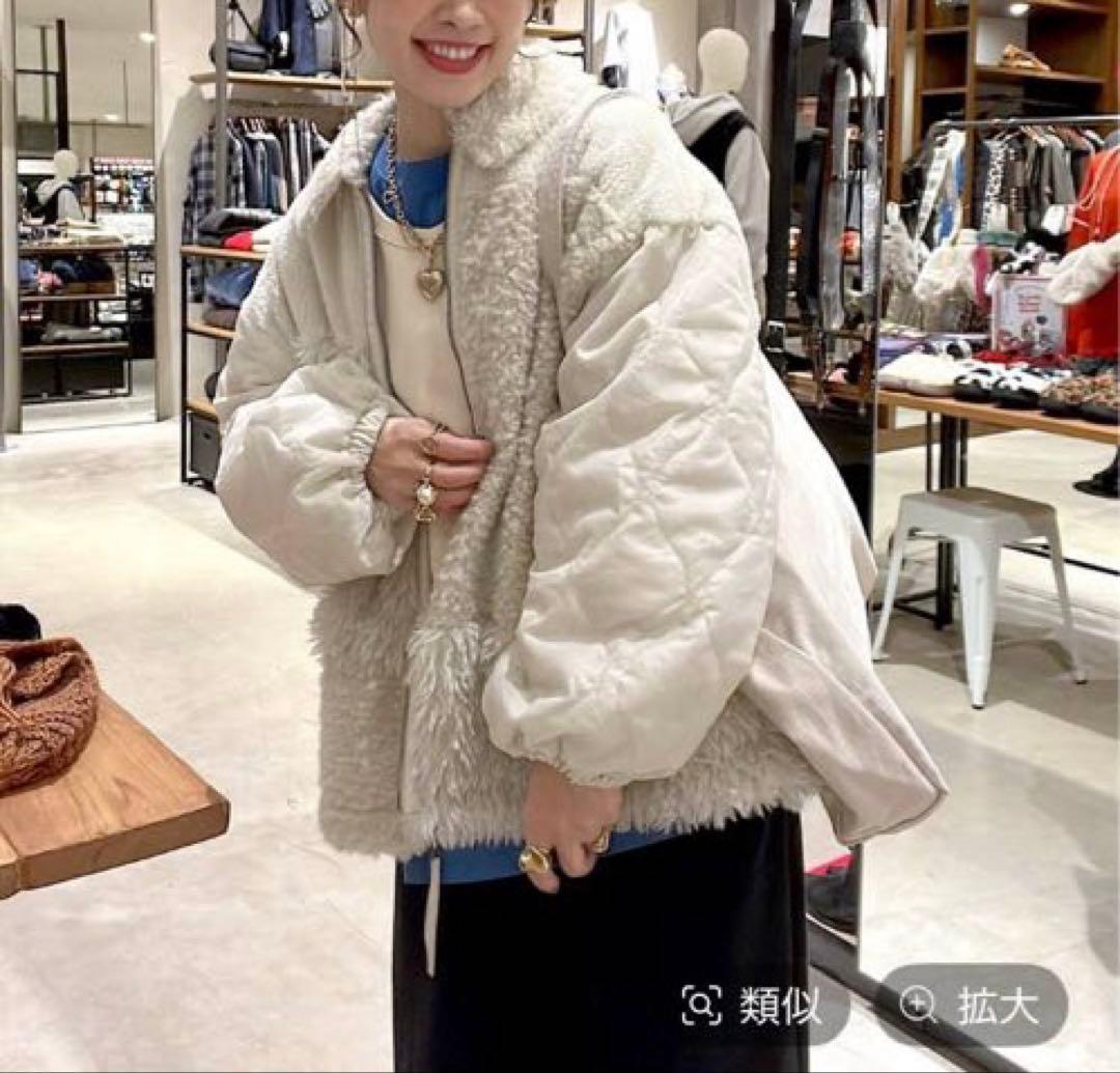 nico and... パッチワークボアブルゾン アイボリー フリーサイズ