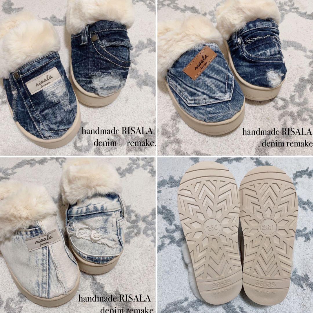☆専用☆3 点セット デニム リメイク ファー サンダル