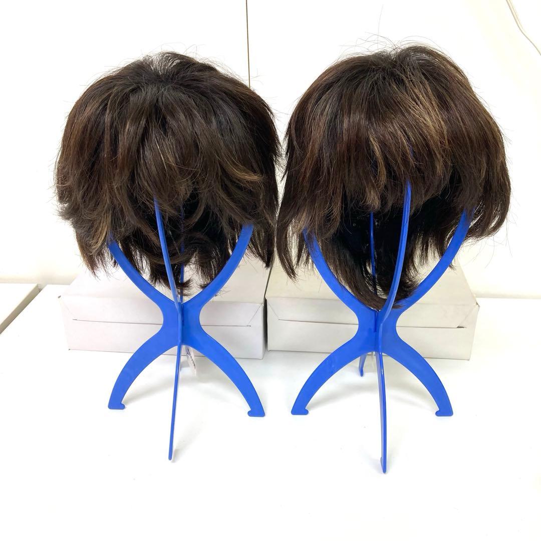 g514-28 フルウイッグ　ウィッグ　人毛ミックス　MIX 軽量　未使用