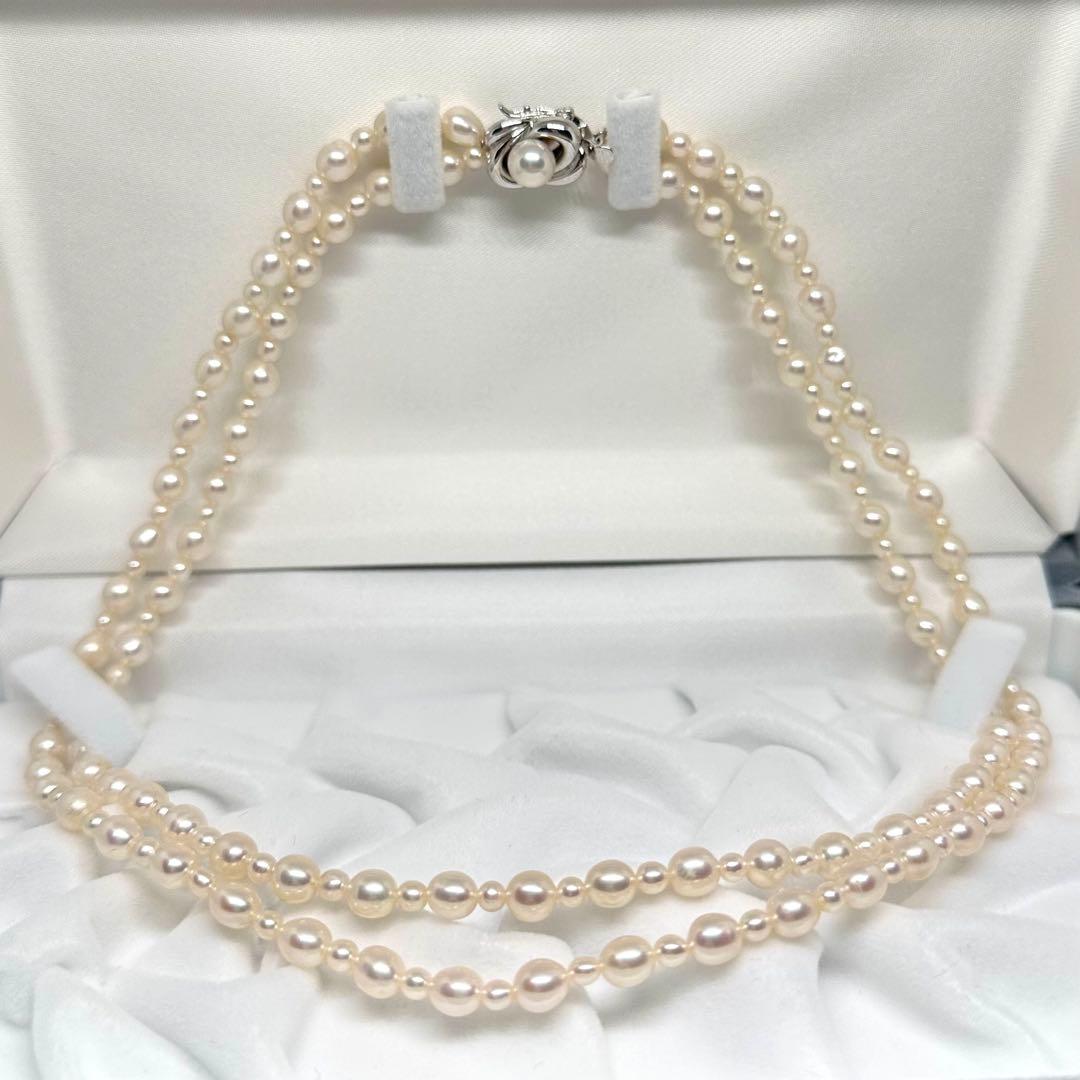 田崎真珠✨TASAKI 2連パールネックレス 本真珠 約3.2~4.9mm