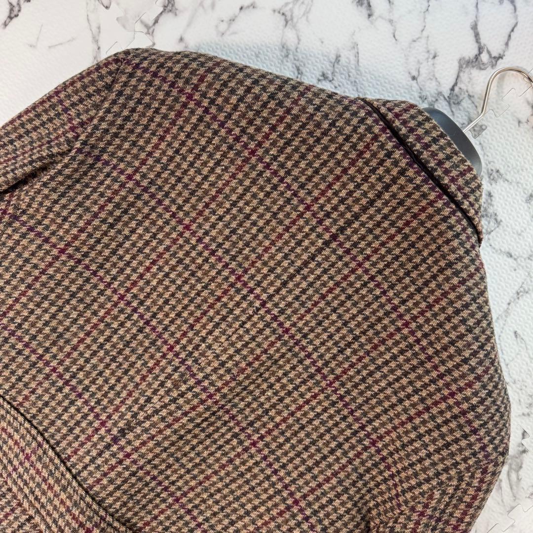 ケント　テーラードジャケット　ツイード　エルボーパッチ　千鳥格子柄　大きいサイズ