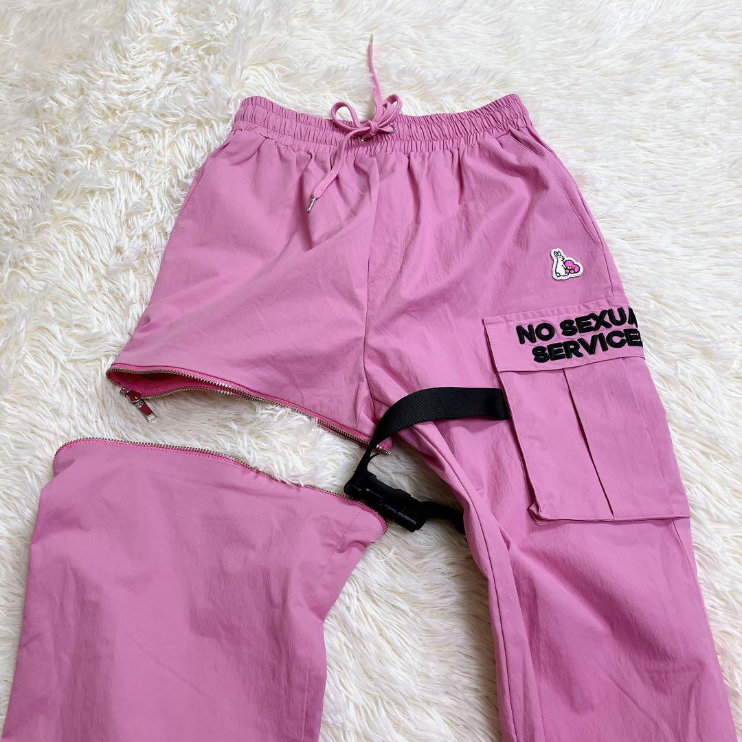 ✨美品✨　FR2 梅　カーゴパンツ　ジッパー　ベルト　ドローコード　ピンク
