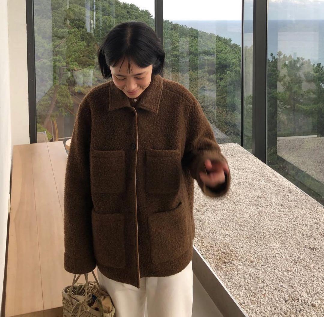 定価37000円 韓国 WLL ウールジャケット ブラウン