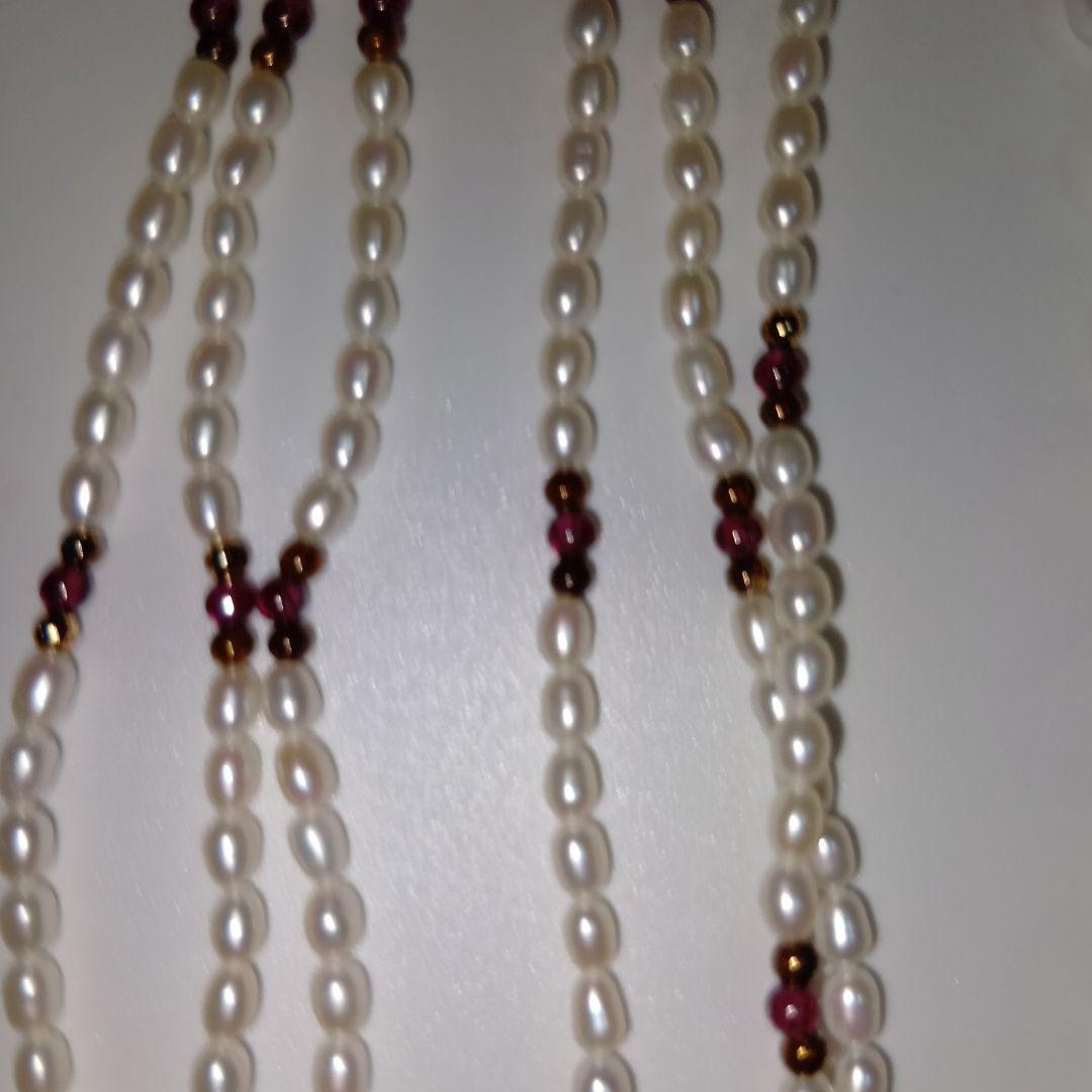 未使用に近い♥3連ベビービーズパールと淡水パールなど5本の内K18が4本✨️