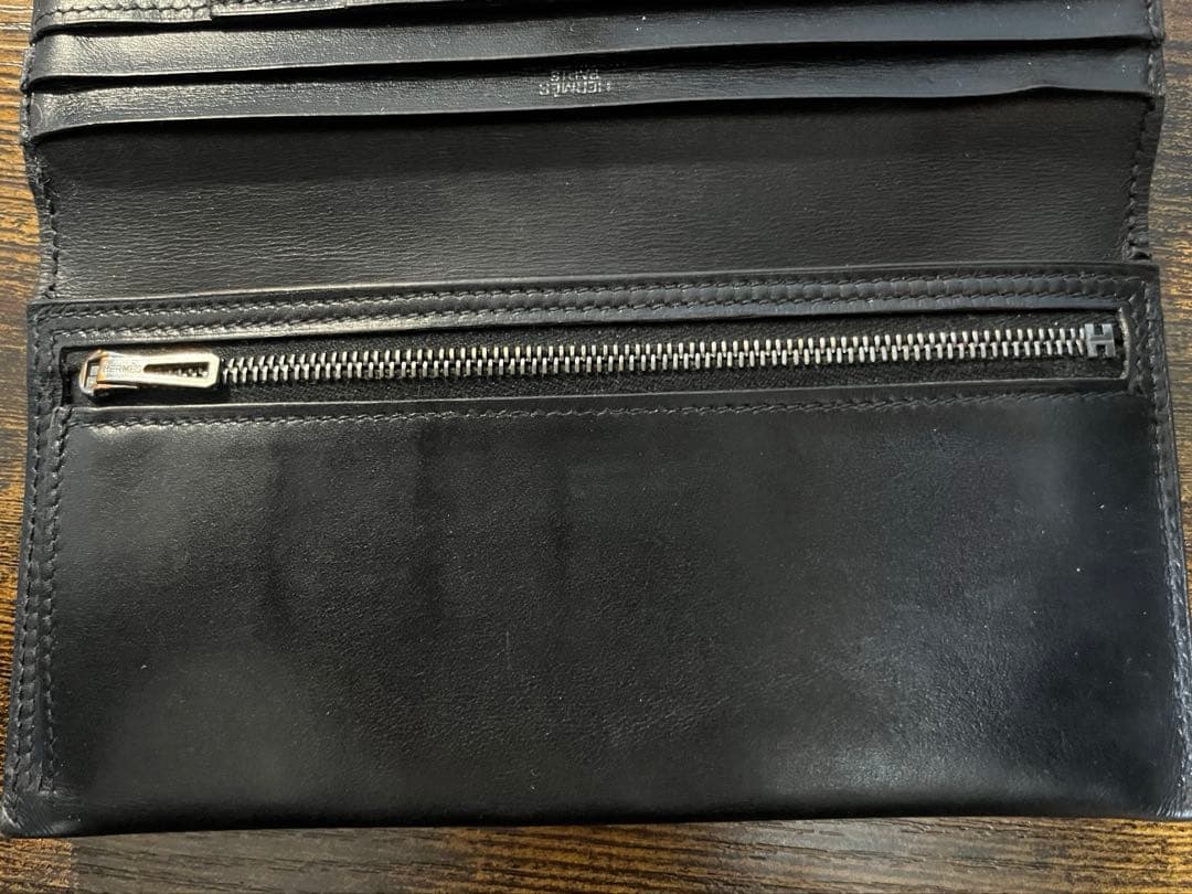 HERMES エルメス べアン ブラック レザー 長財布