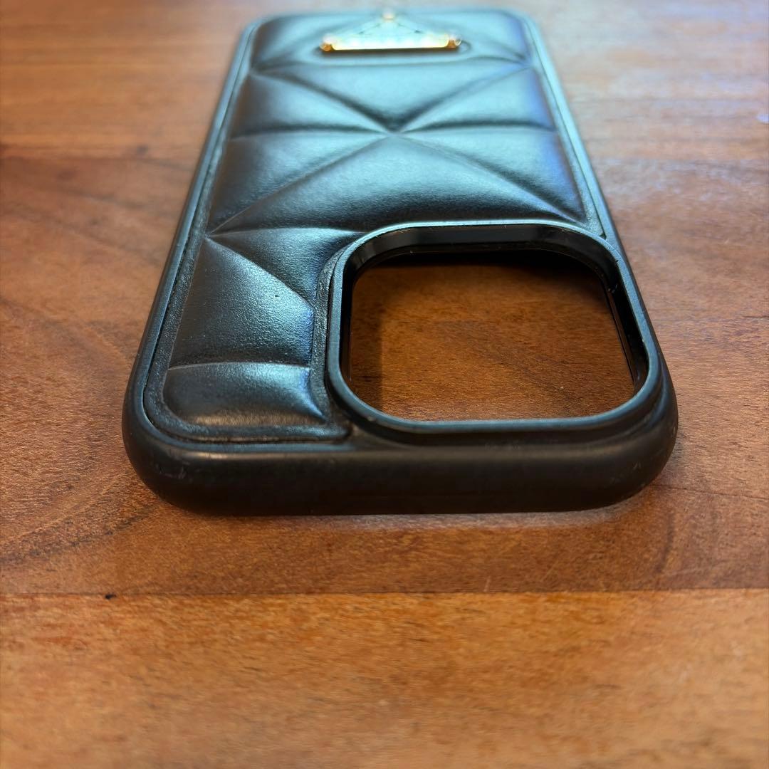 【PRADA正規】iPhone14Pro パデットケース 3角ロゴ レザー 黒