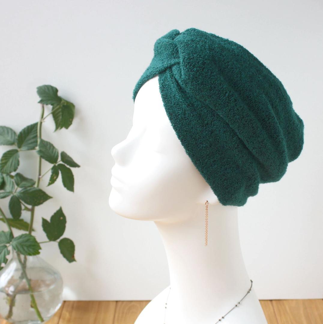 TOHIKO　ものすごい幅広ターバン ネコ＆ブロックチェック＆ループボア