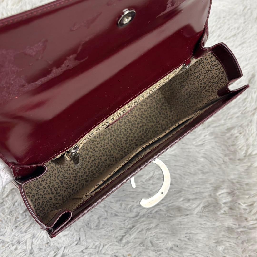 極美品 カルティエ レザー ハンドバッグ パンテール ボルド マストライン 赤茶