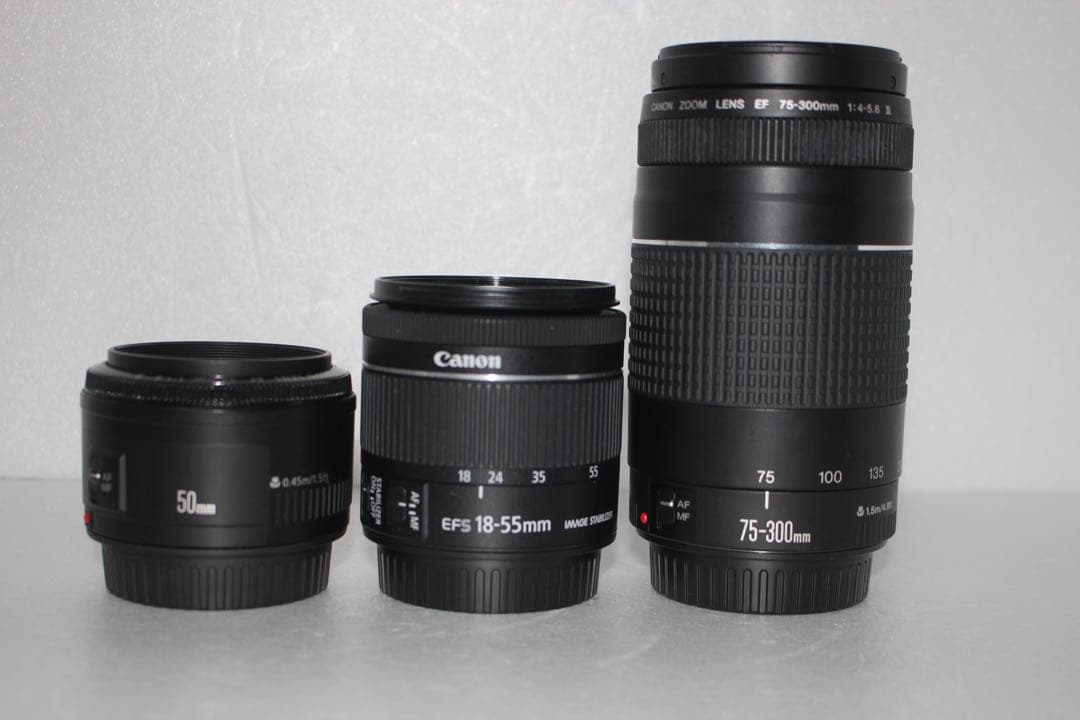 一眼レフカメラcanon kiss x10標準＆望遠＆単焦点トリプルレンズセット