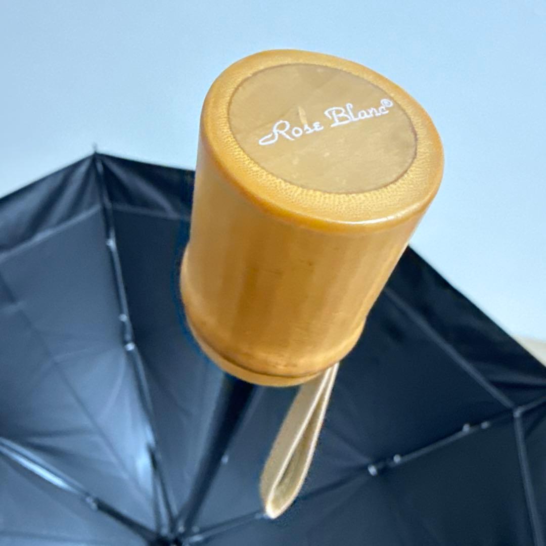 芦屋ロサブラン　日傘　2段 折りたたみコンビ　ダンガリーグレー×ブラック