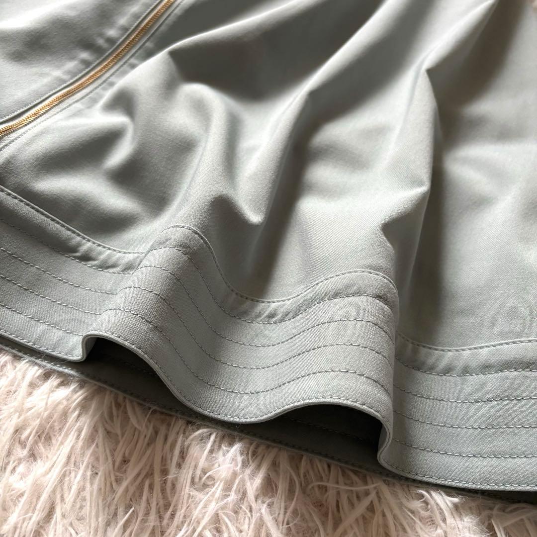 新品【ダーマコレクション】ジップアップワンピース　ノーカラー　ライトグリーン