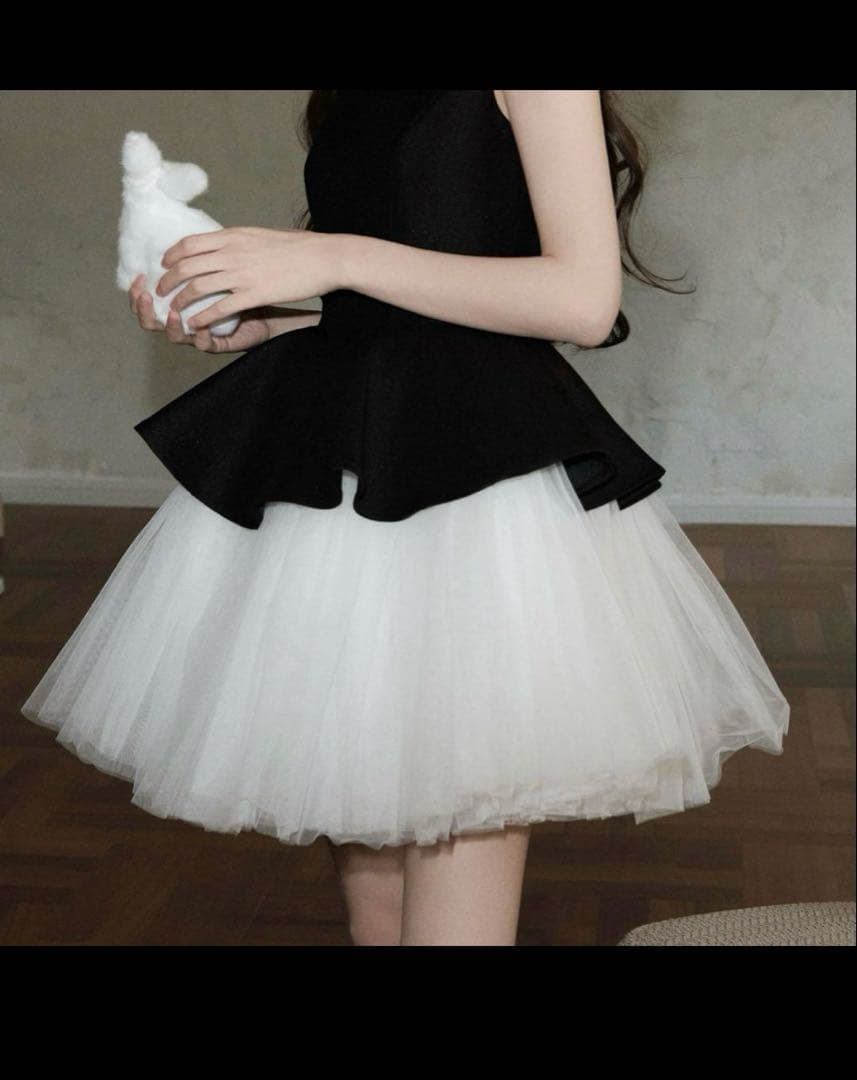 チュールドッキングノースリーブワンピース nanastyle