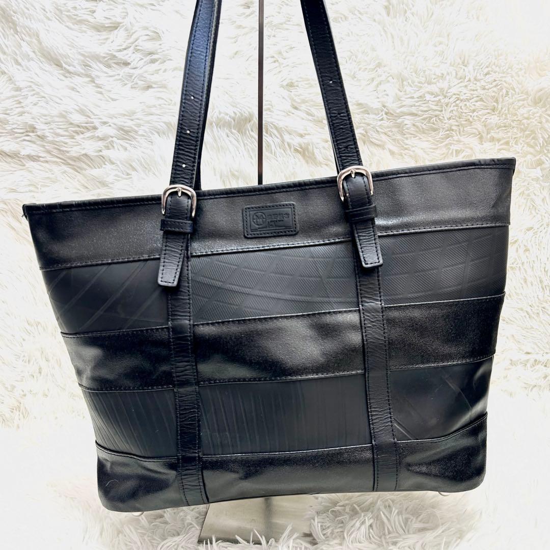 SEAL シール 森野帆布コラボ レザートートボストンバッグ ボーダー 黒