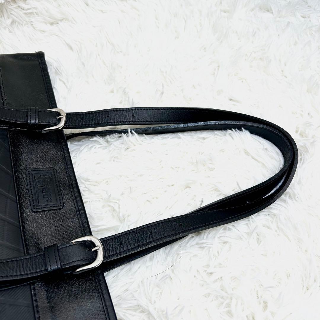 SEAL シール 森野帆布コラボ レザートートボストンバッグ ボーダー 黒