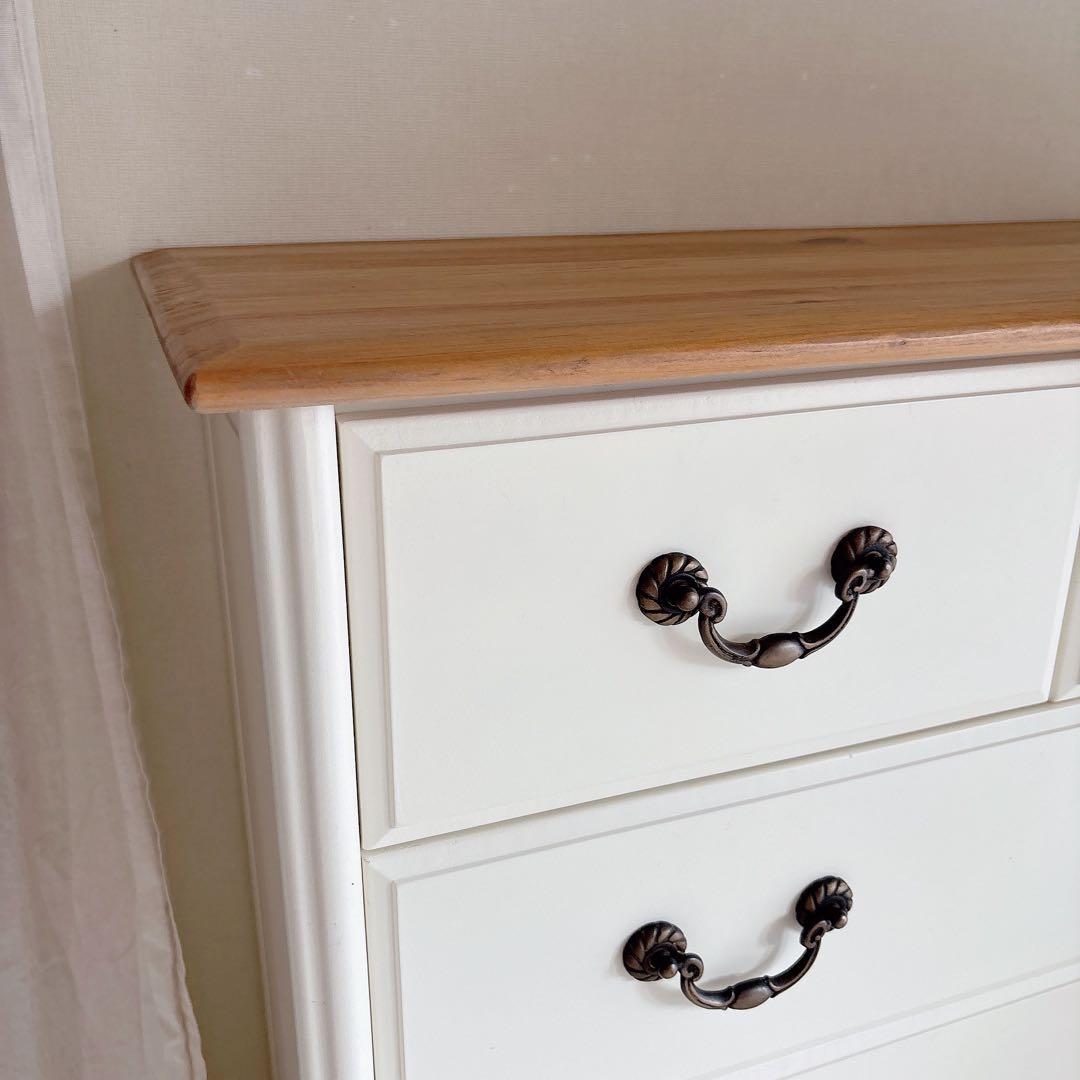 美品　フレンチカントリー　チェスト　シャビーシック　白家具　カントリー　猫脚　棚