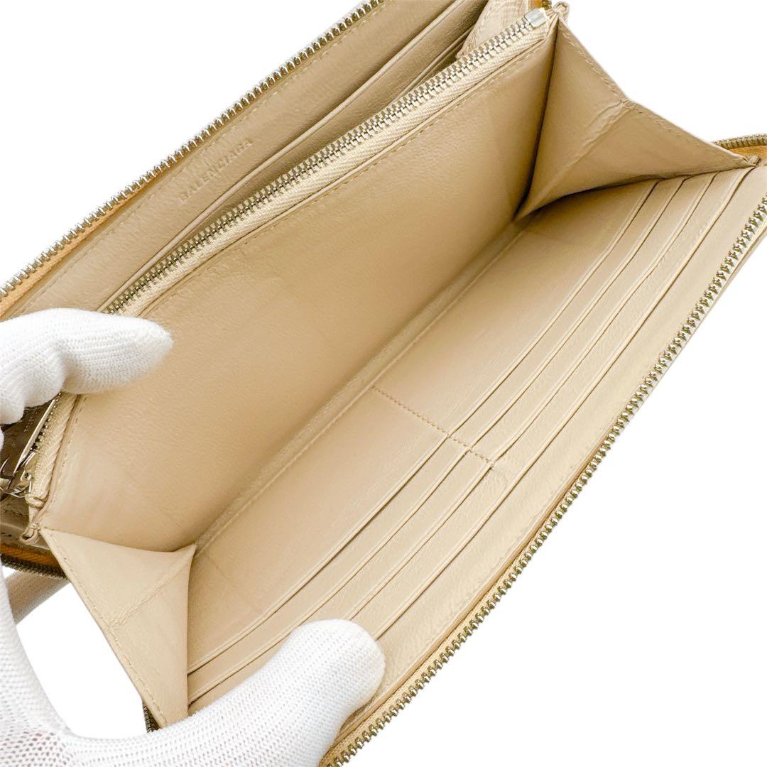 美品◇バレンシアガ レザー ラウンドファスナー 長財布 ベージュ ユニセックス