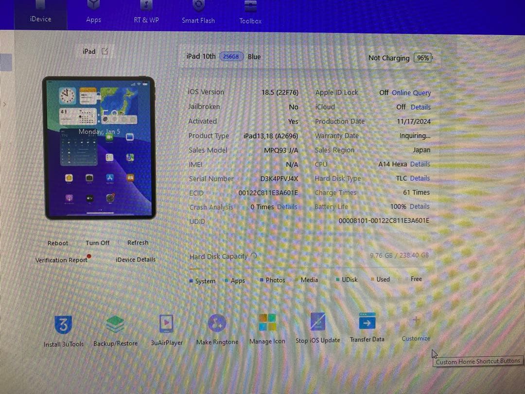 Ipad 第10世代　256GB バッテリー100% FVJ4X