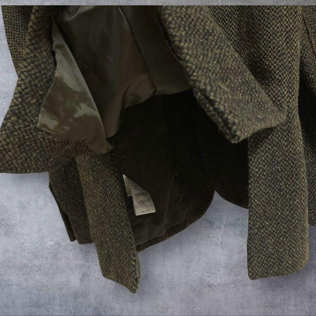 【美品】別注　ハリスツイード テーラードジャケットエルボーパッチ　カーキ M