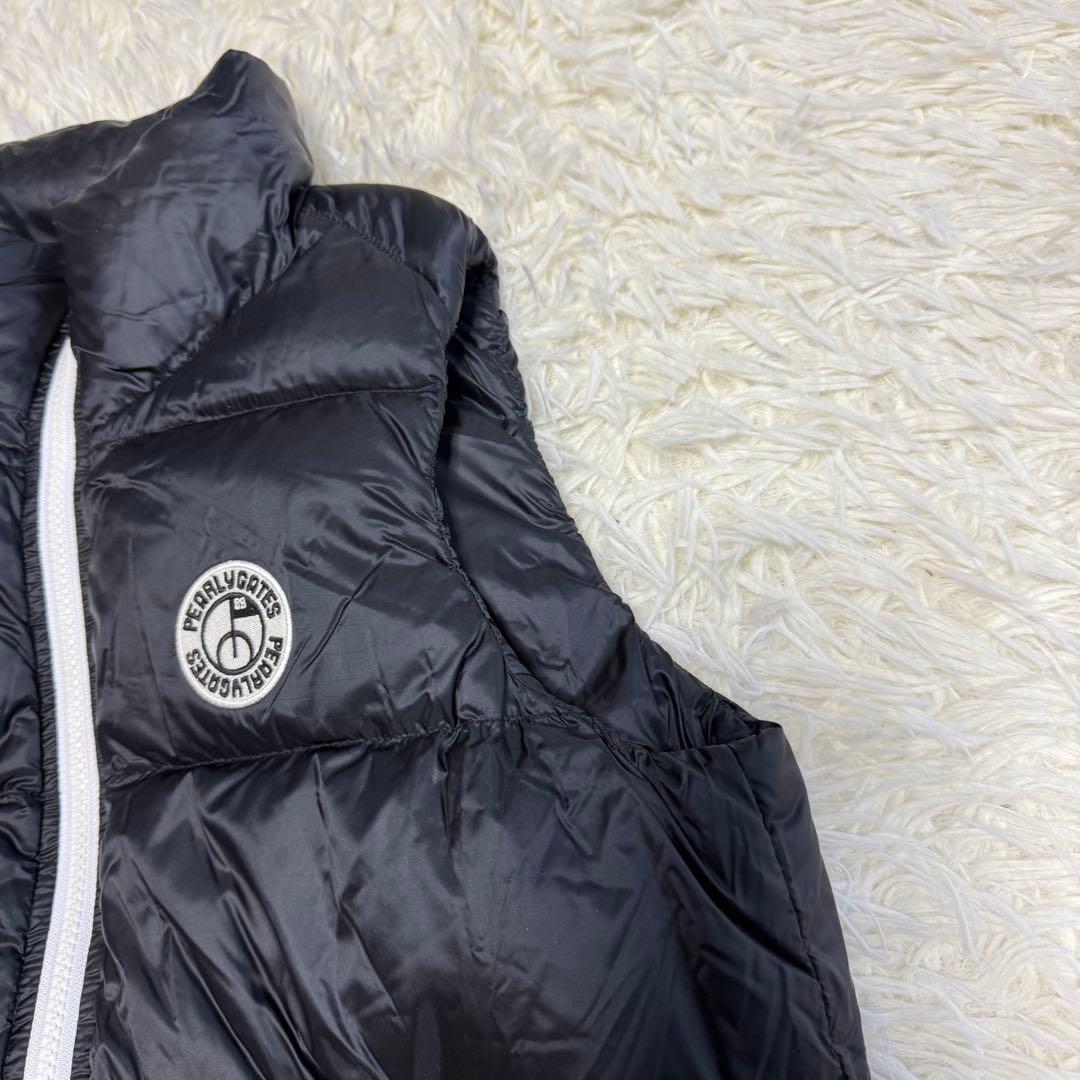 【パーリーゲイツ】極美品 ダウンベスト ブラック 刺繍 0サイズ レディース