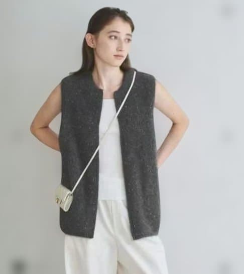 ユナイテッドアローズフォックスカシミヤ スパンコール ジップ ベスト