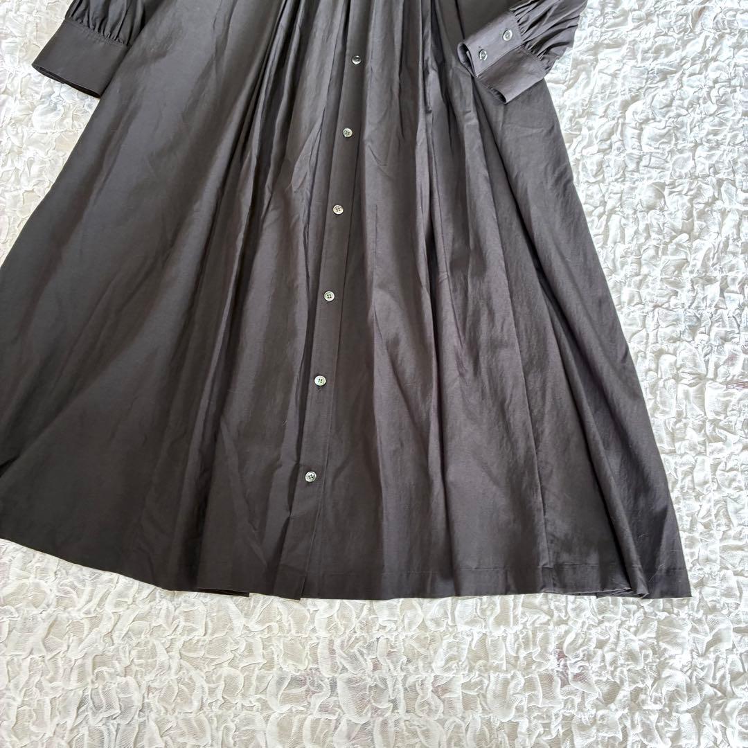【美品】２３区 ヴィンテージ ライトタフタブザムワンピース 38 ダークブラウン