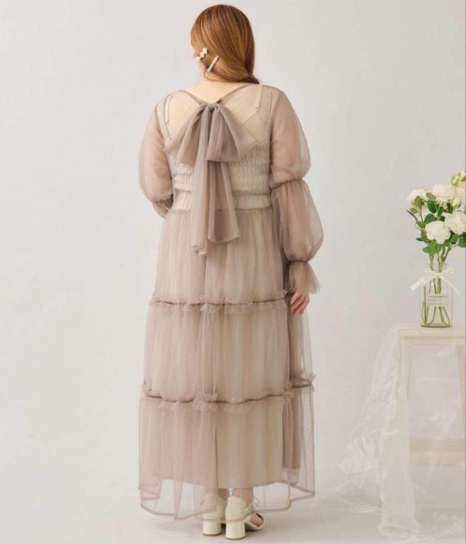 Louiosy バックリボンチュールティアードワンピ+キャミワンピSET