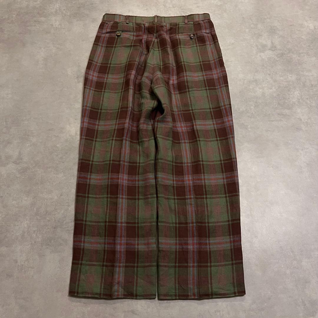 パンツ Ralph Lauren 90s check linen slacks